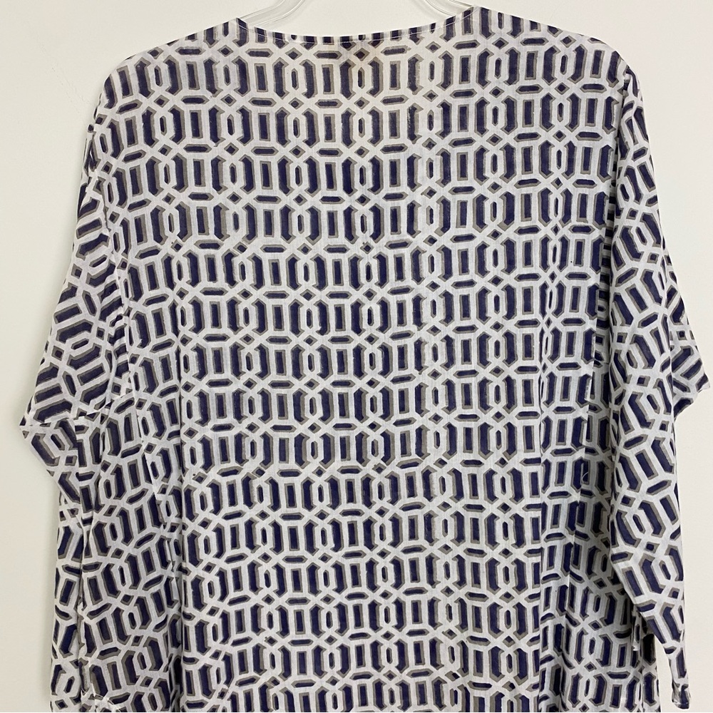 Roberta Roller Rabbit Gray and White Cotton Cover Up Kaftan Maxi Dress XL - Picture 10 of 13